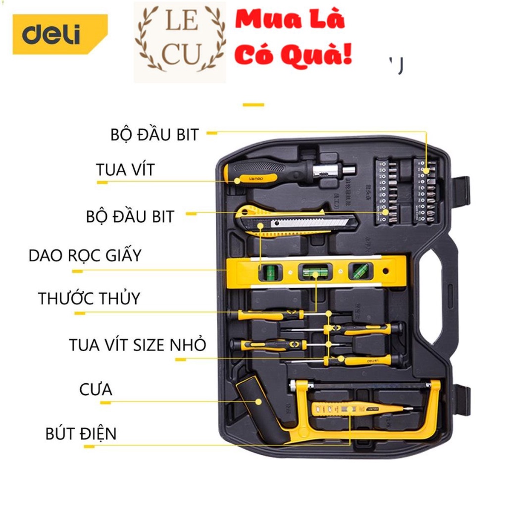 Bộ Dụng Cụ Sửa Chữa Đa Năng 116 Chi Tiết Deli Cao Cấp Chính Hãng - Sử Dụng Nhiều Mục Đích, An Toàn, TIện Lợi - DL5973 .