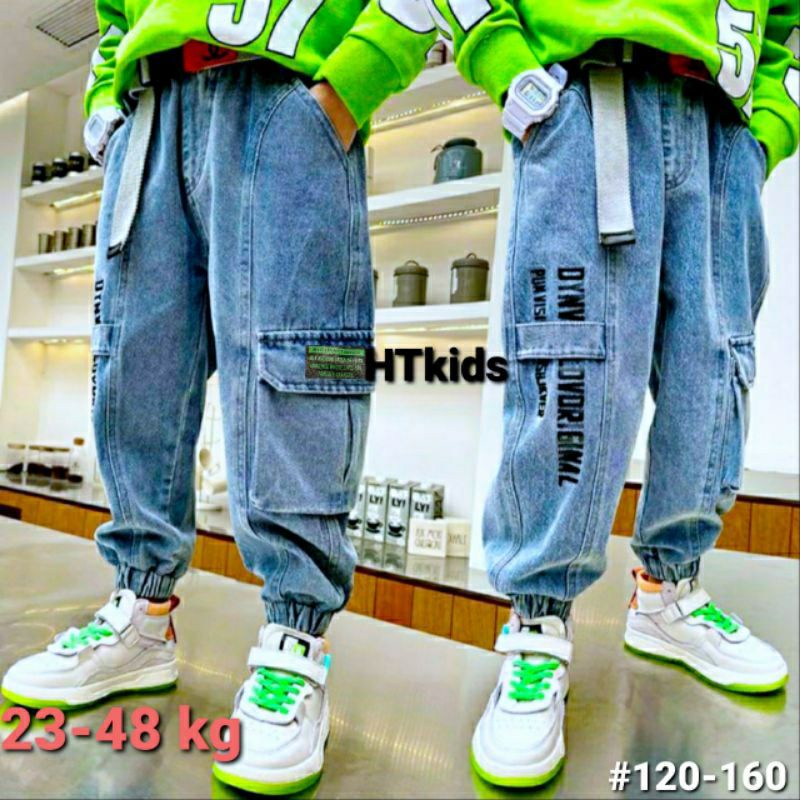 (20-50kg) Quần bò dài túi hộp,bo gấu siêu mềm co giãn túi thật cho bé trai (HL1)