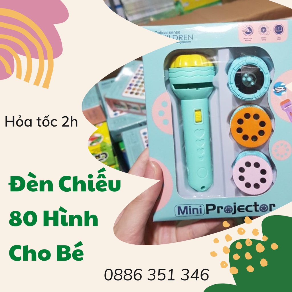 (HCM) Đèn pin chiếu 80 hình ảnh cho bé thoả thích khám phá hoa quả, động vật, côn trùng, phương tiện, siêu nhân...