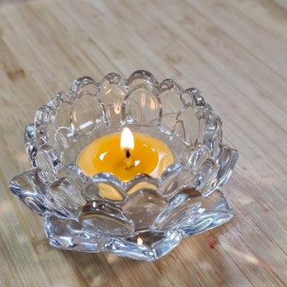 Đế nến Hoa Sen thuỷ tinh trong suốt cao cấp - Uudam Handmade