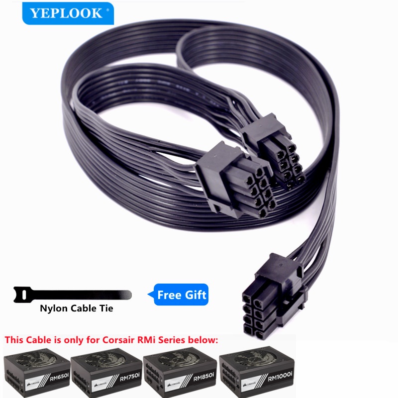 PCIe 8Pin sang Dual 8Pin 6 + 2Pin GPU PSU Cáp 60 + 20cm Cho Corsair RMi Series Mô-đun đầy đủ PSU RM6
