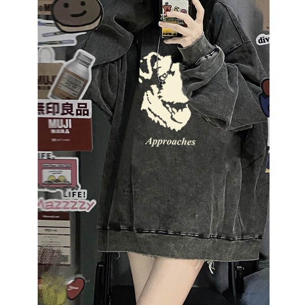 NRVP Áo nữ cổ tròn dài tay dáng rộng thời trang Hàn Quốc mới 2023