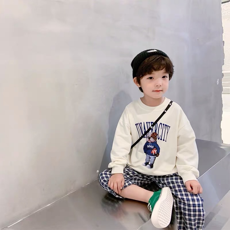 Áo dài tay thu đông cho bé EMBES KIDS , áo nỉ dài tay trẻ em từ 11kg đến 31kg