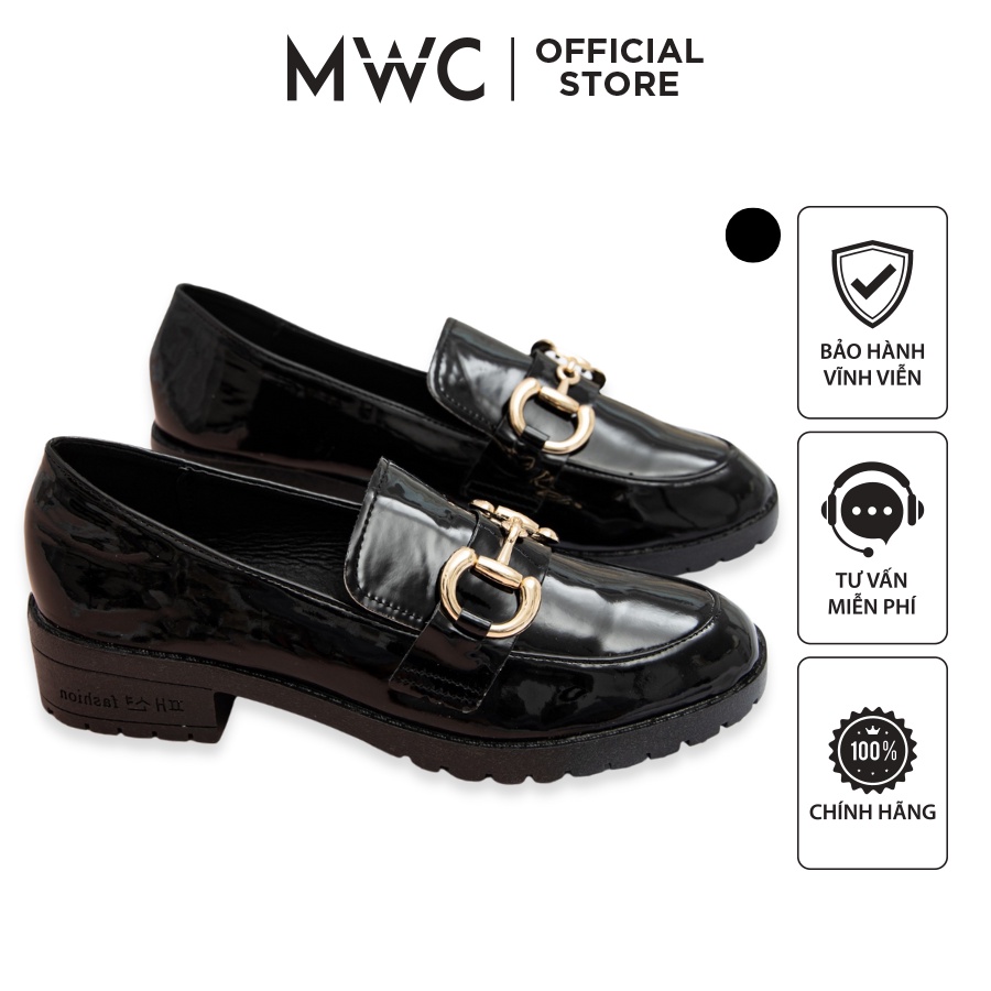 Giày MWC 9602 - Giày Oxford Đế 3CM, Giày Oxford Da Bóng Đính Khóa Phong Cách Ulzzang Hàn Quốc