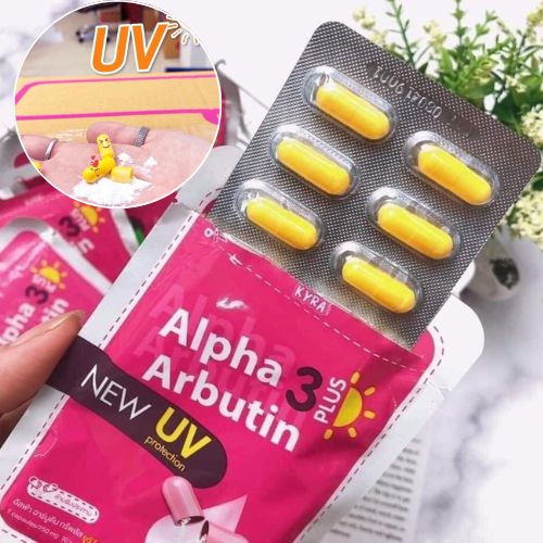 Viên Bột Kích Trắng & Chống Nắng ALPHA ARBUTIN 3 Plus Thái Lan - Hộp 1 Vỉ 10 Viên