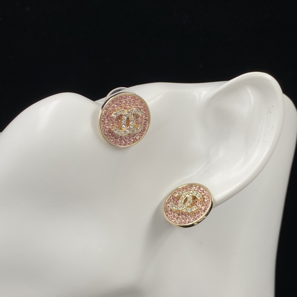 Đôi Bông Tai Mạ Bạc 925 Hình Chữ C Đính Đá Thời Trang