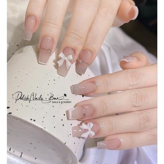 Nailbox gắn nơ tiểu thư - kèm keo + dũa + giấy tẩm cồn