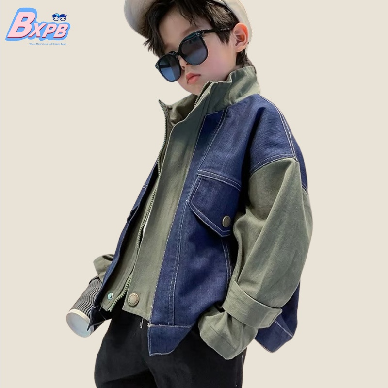 Áo Khoác Denim Dáng Rộng Thoải Mái Thời Trang Cho Bé Trai 3-15 Tuổi 110-170
