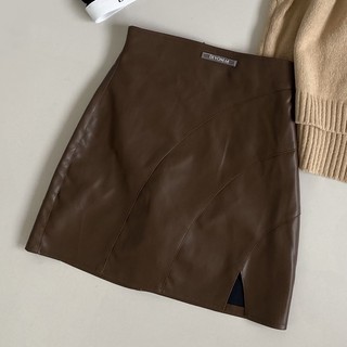 Chân váy da PU dáng chữ A Devonltd