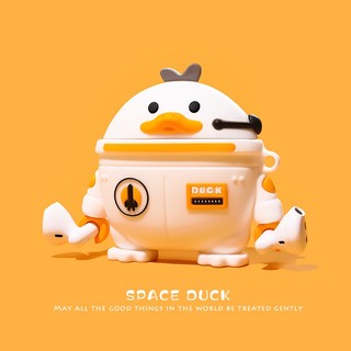 Vỏ hộp sạc tai nghe Airpods 1/2/pro hình người vũ trụ dễ thương bằng nhựa dẻo trong suốt