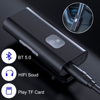 Bluetooth Receiver 5.0 Wireless Audio Receptor Portable Adapter 3.5mm AUX Jack For Speaker Headphones With Mic