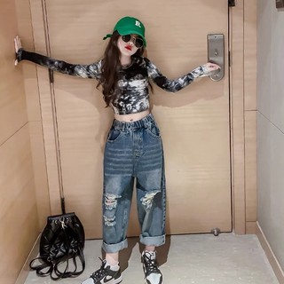 (SẴN) Quần jean baggy rách cho bé gái size đại phong cách cá tính Tiệm Bông