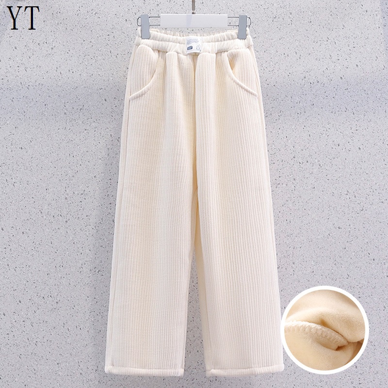 Quần Nhung Dài Ống Rộng Dáng Suông Thời Trang Thu Đông Cho Bé Gái