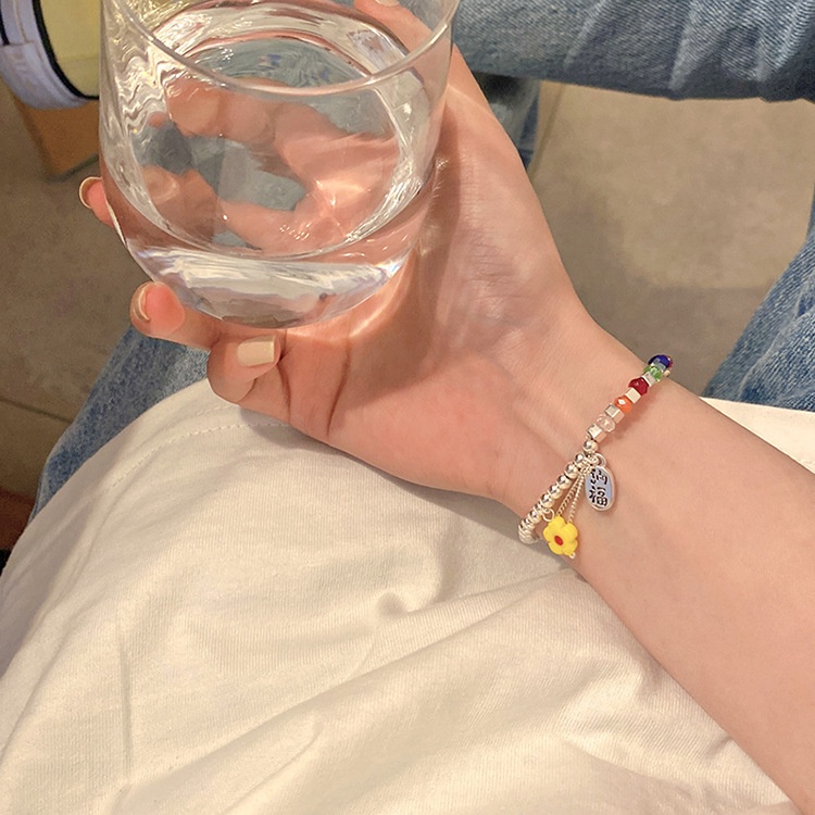 Vòng Tay Mạ Bạc Mặt Hình Đám Mây Và Hoa Màu Cầu Vồng Thời Trang Cho Nữ