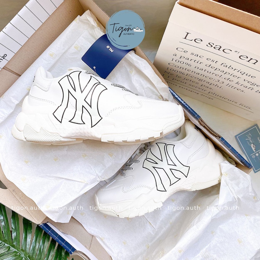 Giày thể thao nữ MLB NY Yankee - Big Ball Chunky A, Giày thể thao trắng chính hãng MLB 32SHC1911-50I [100% AUTHENT