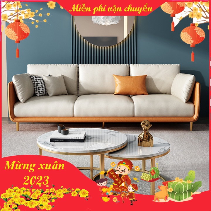 Bộ sofa phòng khách cao cấp, đệm bọt biển, vỏ da, khung sắt săn tĩnh điện. Tặng 2 đôn, 2 gối - Bảo hành 3 năm