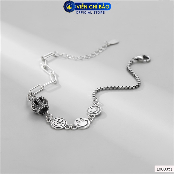 Lắc tay xích vương miện chất liệu bạc Thái 925 thời trang phụ kiện trang sức nữ Viễn Chí Bảo L000351