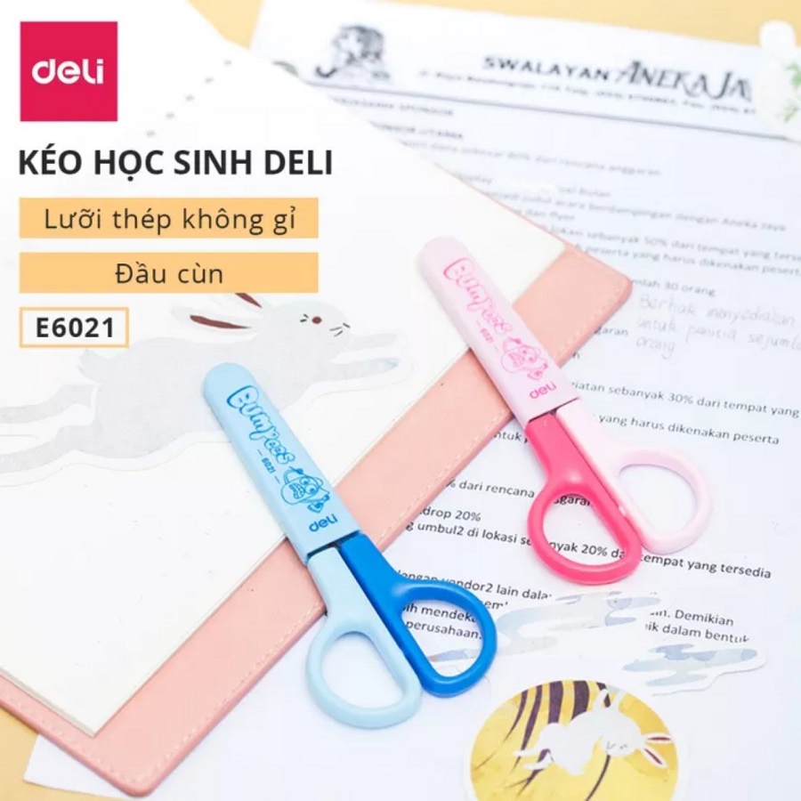 Kéo thủ công Deli 6021 / Kéo học sinh 121mm Deli E6021