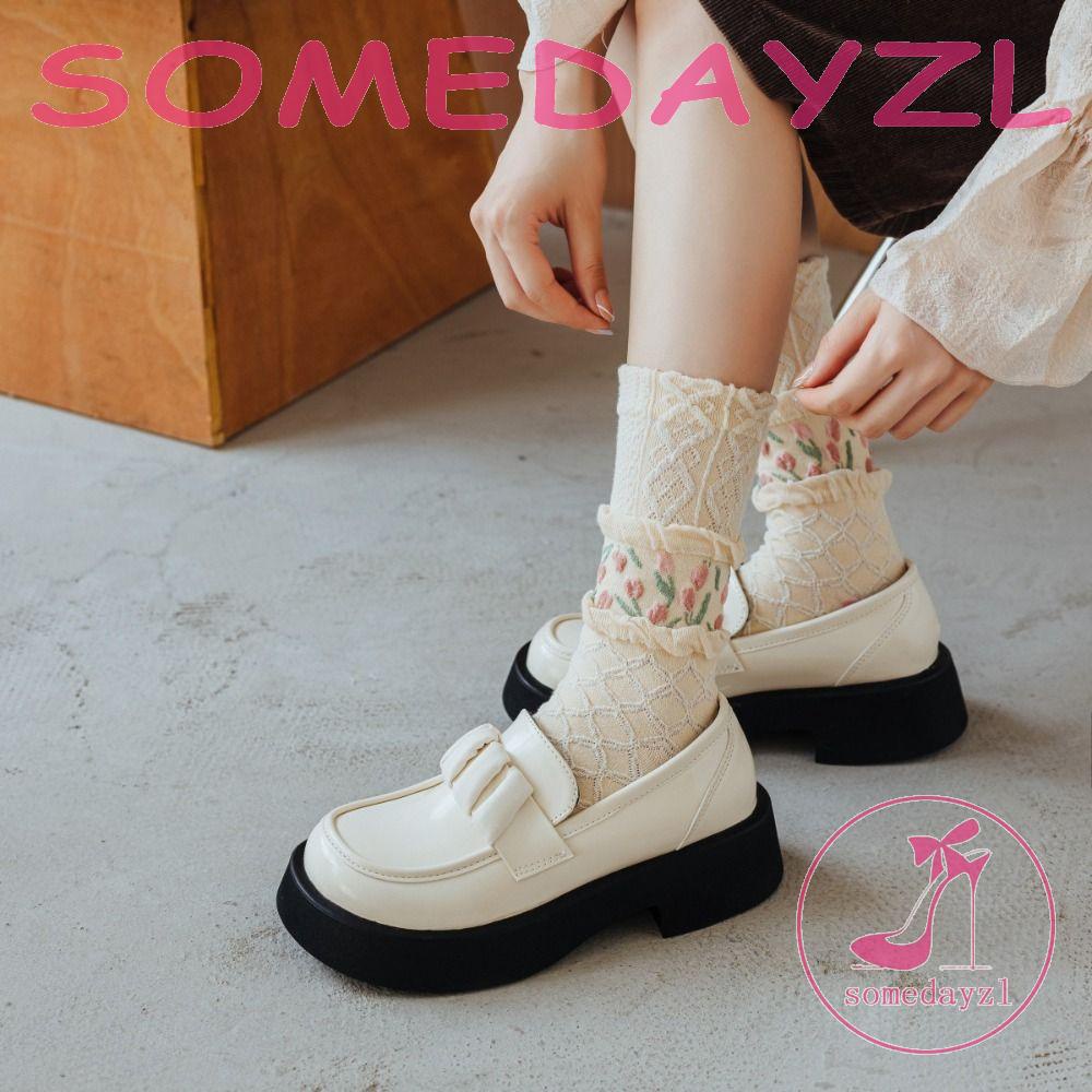 Vớ Cổ Trung Phối Bèo Họa Tiết Hoa Tulip Dễ Thương Thời Trang Thu Đông Cho Nữ