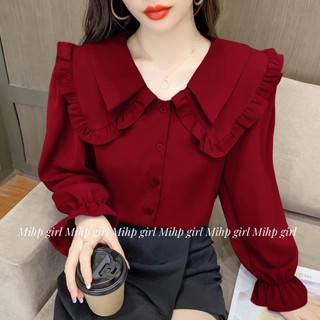 Áo Sơ Mi Chiffon Tay Dài Cổ Búp Bê