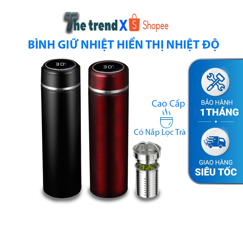 Bình Giữ Nhiệt inox 316 Cao Cấp Thiết Kế Cute, Hiển Thị Nhiệt Độ Bên Trong, Có Nắp Lọc Trà Tiện Dụng