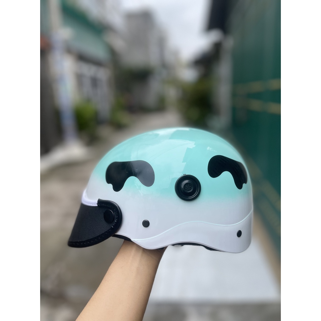 Nón Bảo Hiểm 2 Màu Có Thông Gió Cực Đẹp Hình Bò Sữa Cực Đẹp