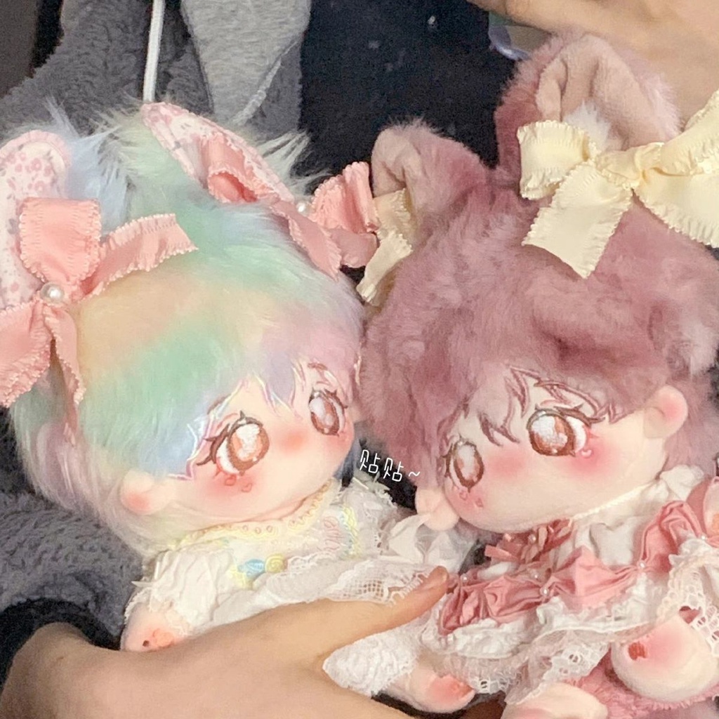 Búp Bê Nhồi Bông Tai Gấu Mèo Màu Cầu Vồng Đáng Yêu 20cm