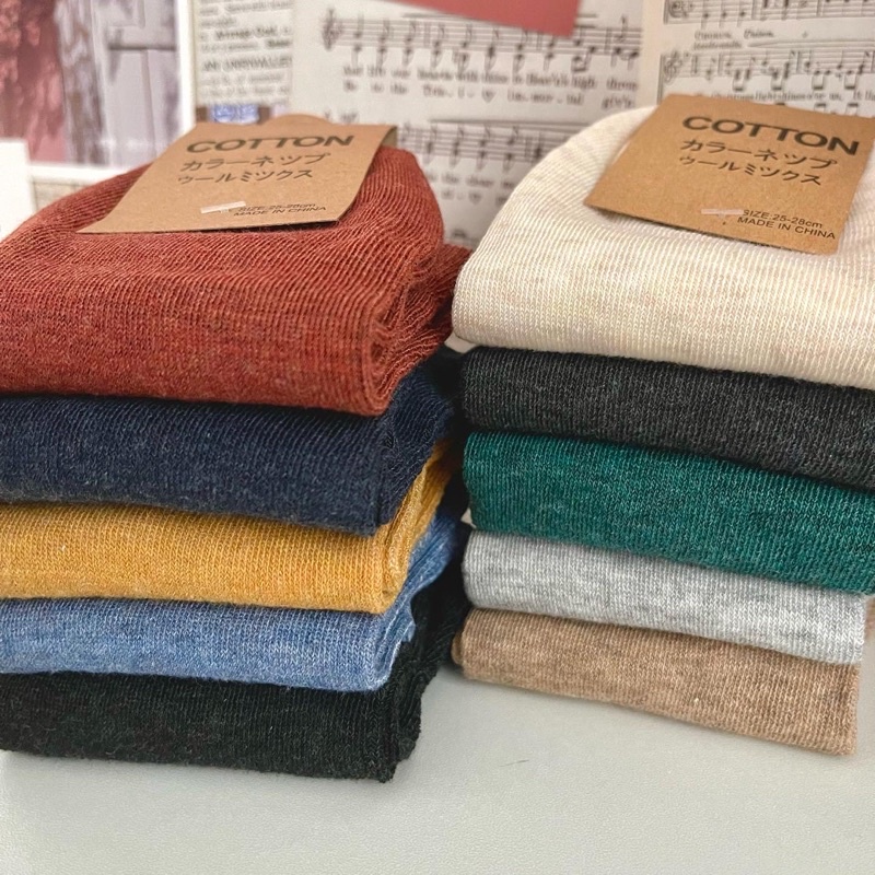 Tất cổ ngắn nam nữ vớ trơn gân 6 màu basic cotton kháng khuẩn thấm hút mô hôi tốt 88341