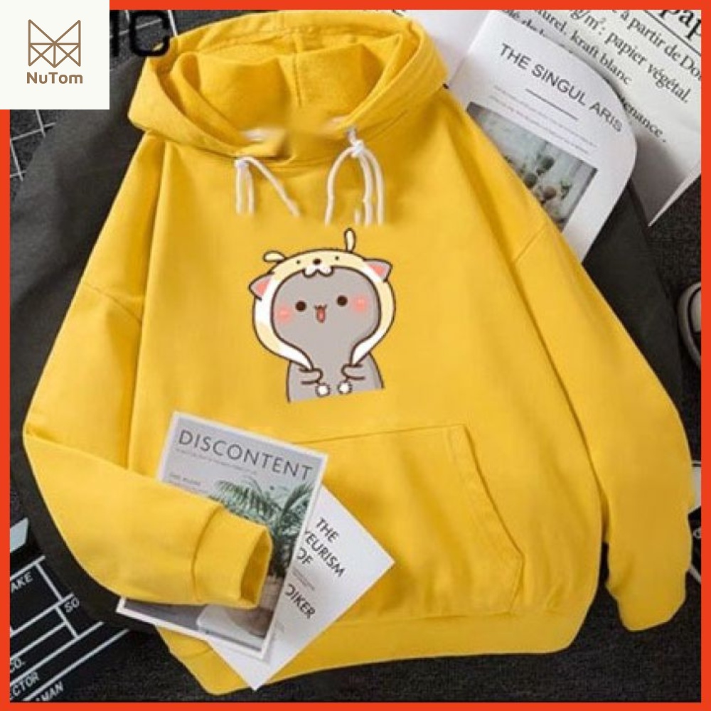 Nhiều Mẫu: Áo Hoodie Nữ Unisex NuTom Official Có Mũ Dễ Thương, Áo Nỉ Thu Đông Nữ Chất Nỉ Ấm Áp Mềm Mại In Chibi Mèo Noel | BigBuy360 - bigbuy360.vn