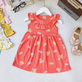 Váy thun cotton bèo cổ VNXK bé gái