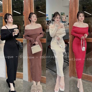 Váy len body trễ vai sang chảnh Hàng QC