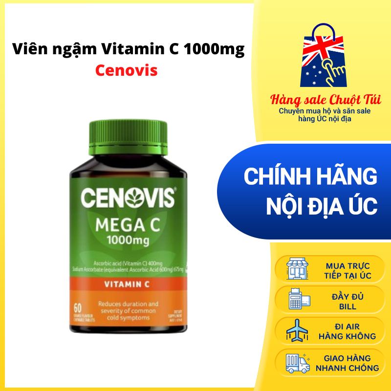 Viên ngậm Vitamin C Cenovis - Hàng Úc đủ bill