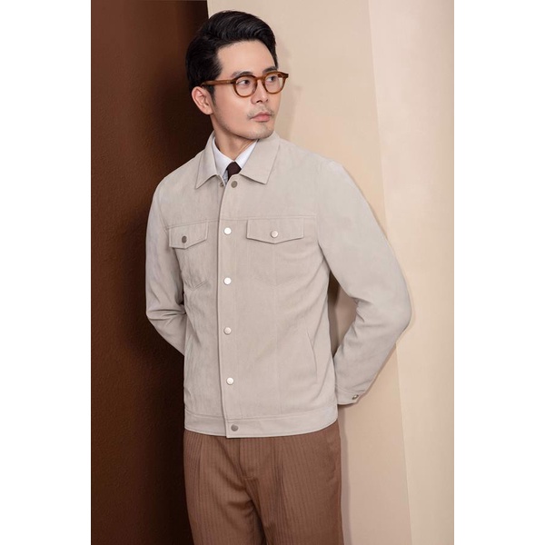 ÁO KHOÁC NAM ADAM STORE BEIGE VIỀN TRẮNG AK030B