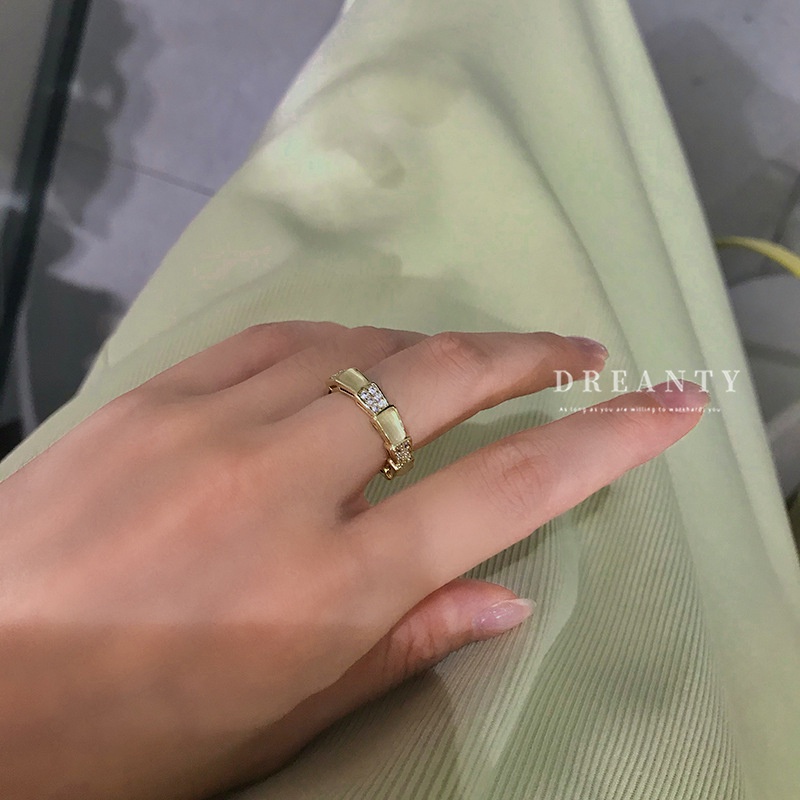 Nhẫn Mạ Vàng Đính Đá Opal Phong Cách Nhật Hàn Sang Trọng Cho Nữ