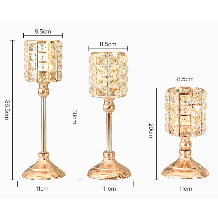 Chân nến pha lê trang trí bàn tiệc, phòng ngủ phong cách châu âu