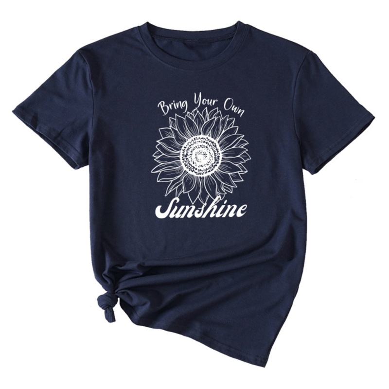 Áo Thun Tay Ngắn In Hình Hoa Hướng Dương Dễ Thương Cho Nữ