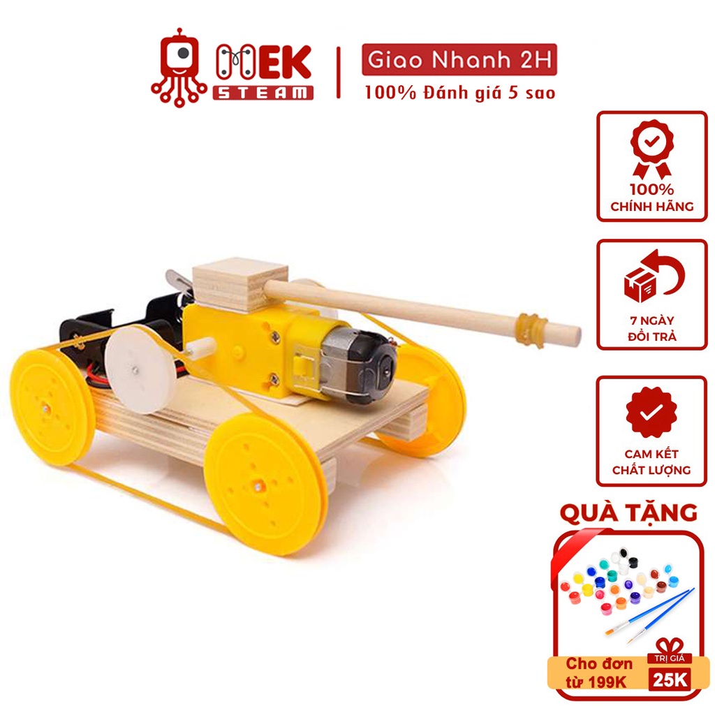 Đồ chơi trẻ em MEKVN bộ lắp ráp mô hình xe tank mini chạy bằng động cơ điện C-32 bằng gỗ phát triển trí tuệ sáng tạo