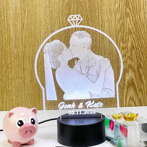 Đèn LED 3D khắc hình cặp đôi, quà tặng tình nhân.