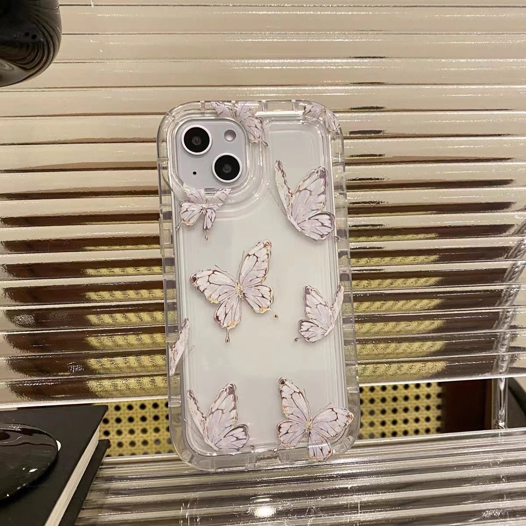 Ốp Điện Thoại TPU Dẻo Trong Suốt Họa Tiết Bươm Bướm Hồng Cho IPhone 14 13 12 11 Pro XS Max X XR 8 7 6 6S Plus