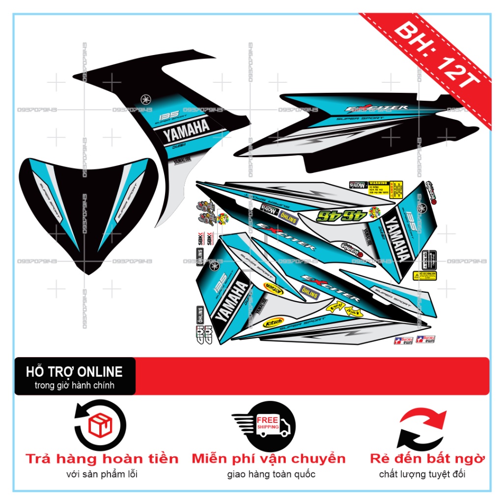 {SÀI GÒN-FREE SHIP] TEM RỜI EXCITER 2011 XANH NGỌC