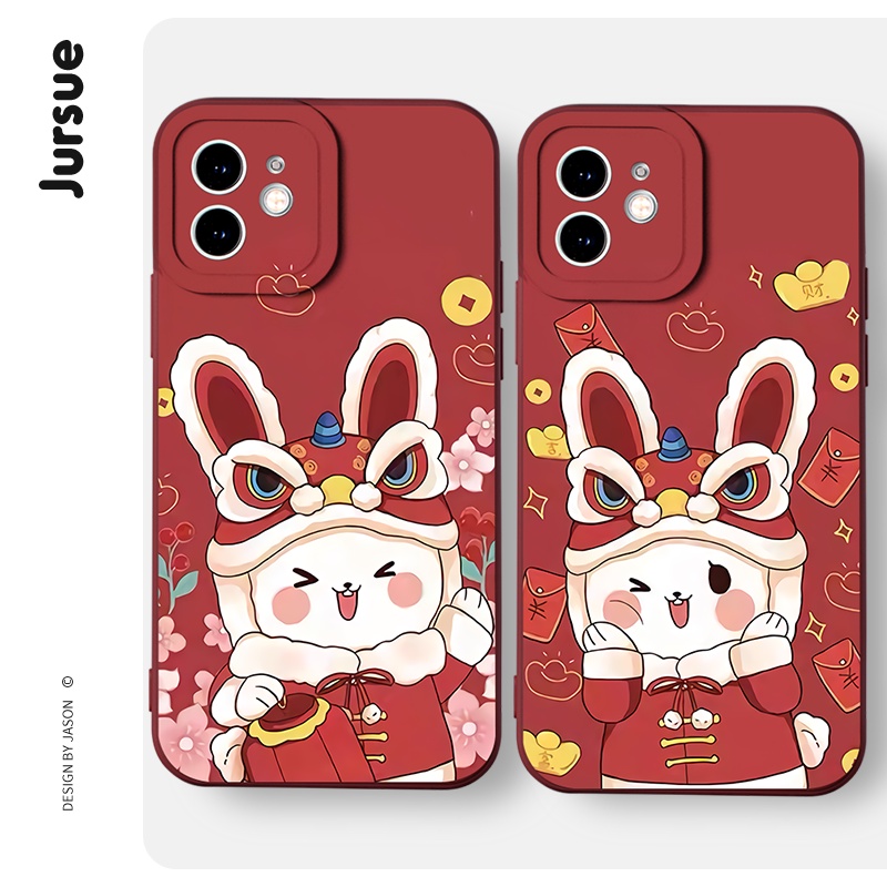 Ốp lưng JURSUE ốp iphone Tết Tết hoạt hình cặp đôi dễ thương đẹp độc lạ vintage Cho iPhone 14 13 12 11 Pro Max SE 2020 X XR XS 8 7 ip 6S 6 Plus kute XYH925