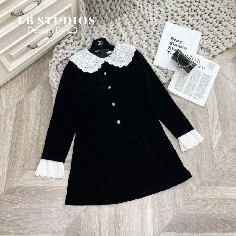 Váy xuông cổ ren LB