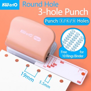 Dụng cụ đục lỗ giấy 3 / 6 / 9 lỗ 4 màu tự làm sổ tay a7 a6 a5 b5