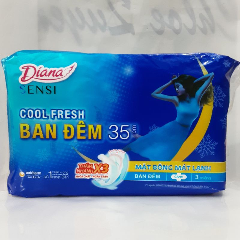 Băng vệ sinh Diana sensi cool fresh ban đêm 35 cm x 3 miếng