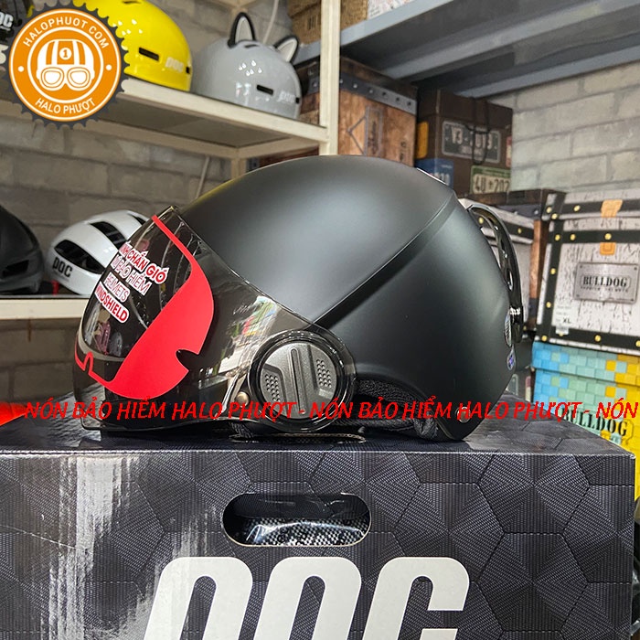 Nón bảo hiểm nửa đầu Asia 106K có kính Đen nhám [Chính hãng Aisa]