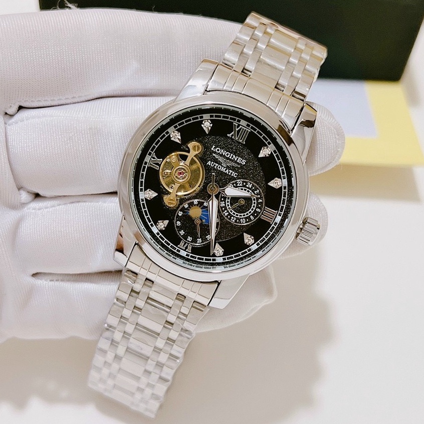Đồng Hồ Nam Longine Máy Cơ - Size 41mm, Kính Tráng Sapphre Chống Xước, Dây Thép Nguyên Khối Bảo Hành 3 Tháng