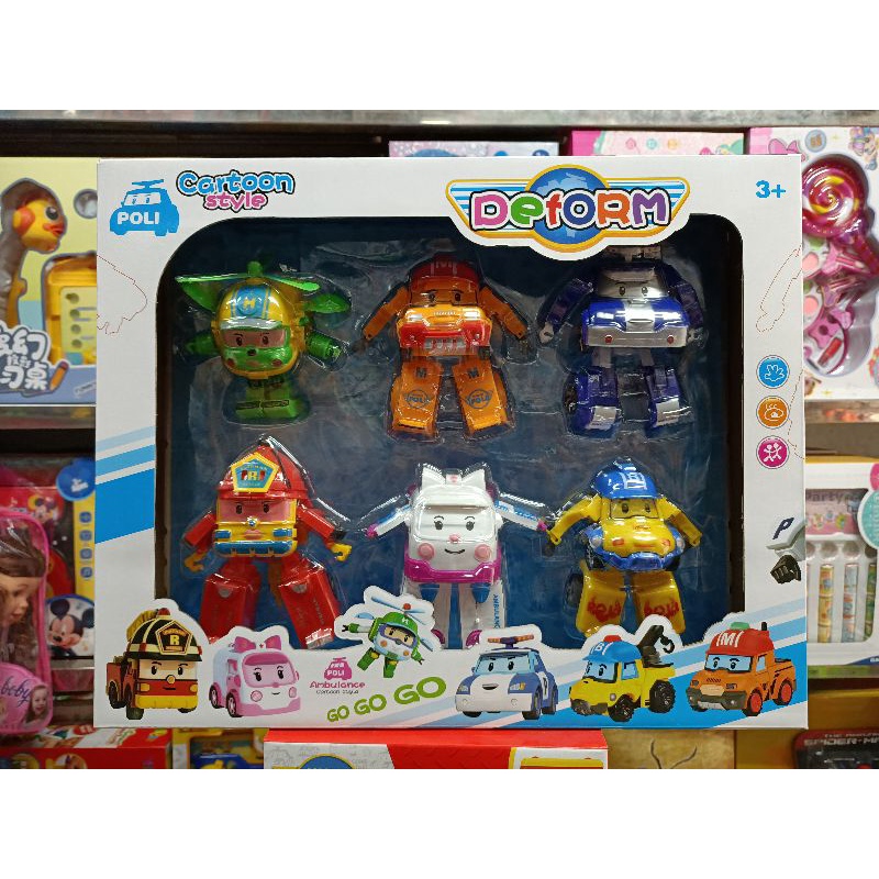 Hộp đồ chơi lắp ghép Robot biến hình thành xe ô tô POLI 381D