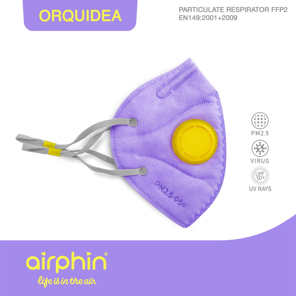 Khẩu trang Airphin FFP2 COMBI Orquidea (tím van vàng) - Size L - 29k/c