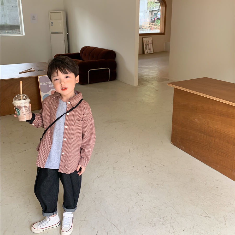 Áo Sơ Mi Tay Dài Mỏng Phong Cách Hàn Quốc Dễ Phối Đồ Thời Trang Mùa Xuân Cho Bé Trai