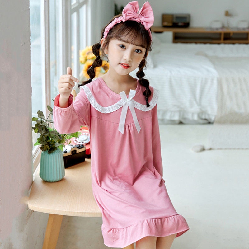 Đầm Ngủ Tay Dài Phong Cách Công Chúa Dễ Thương Thời Trang Xuân Thu Cho Bé Gái